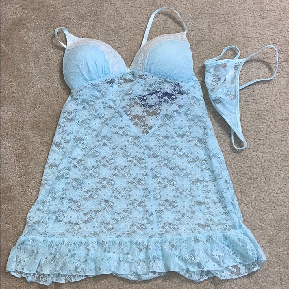 💙Stretch Lace Babydoll Chemise - Aqua
